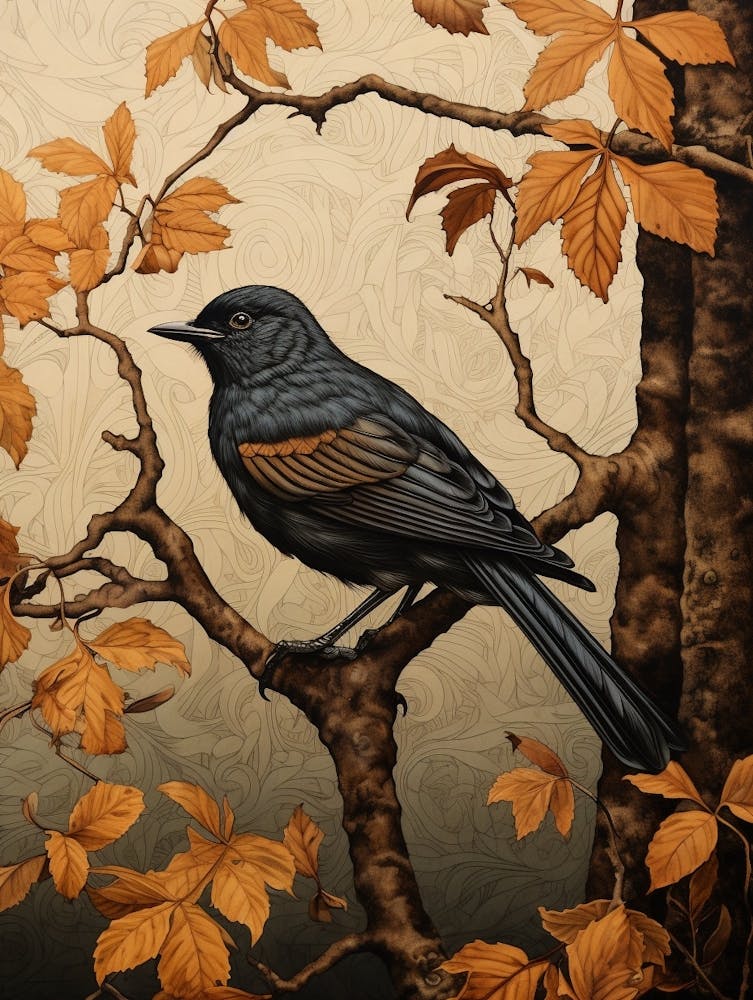 Dark And Moody Botanical Robin 5