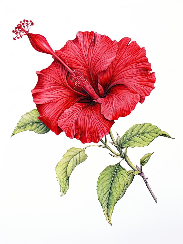 Hibiscus Flower Vintage Botanical 3