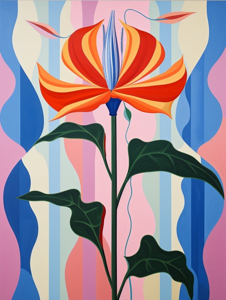 Gloriosa Lily 3 Hilma Af Klint Inspired Pastel Flower Painting