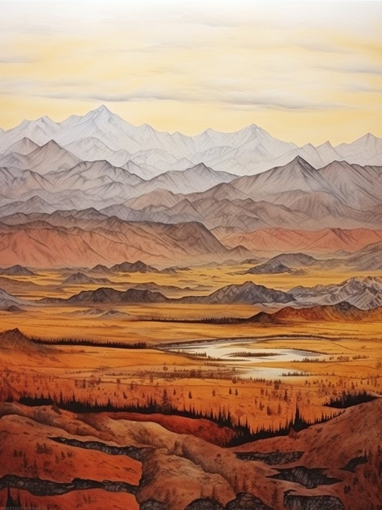 Autumn National Park Painting Denali National Park Alaska Usa 4