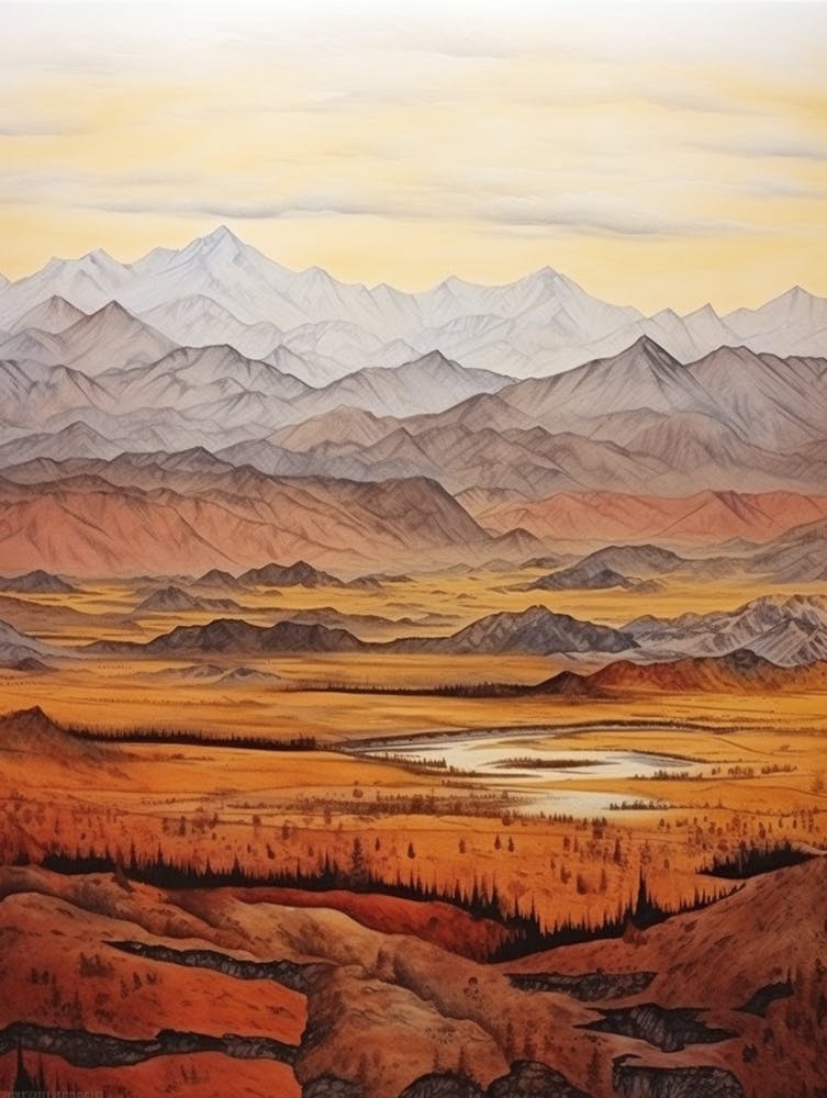 Autumn National Park Painting Denali National Park Alaska Usa 4