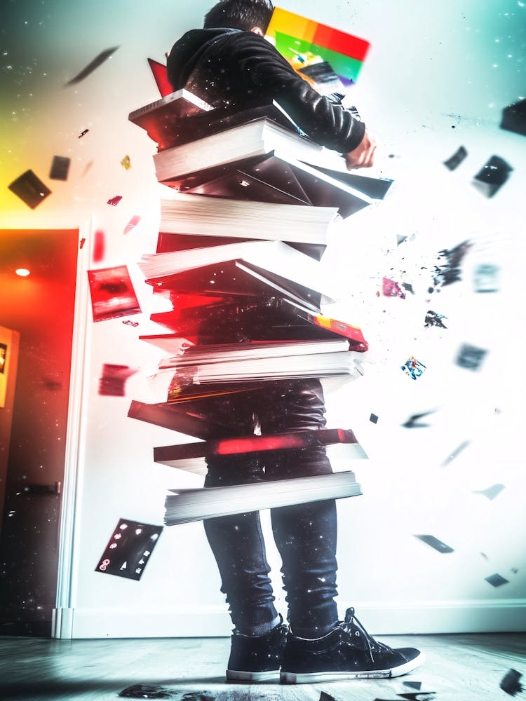 Man With A Stack Of Books
