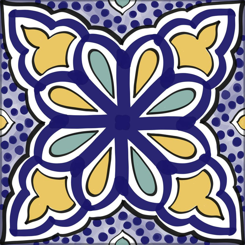 Blue and yellow portuguese tile