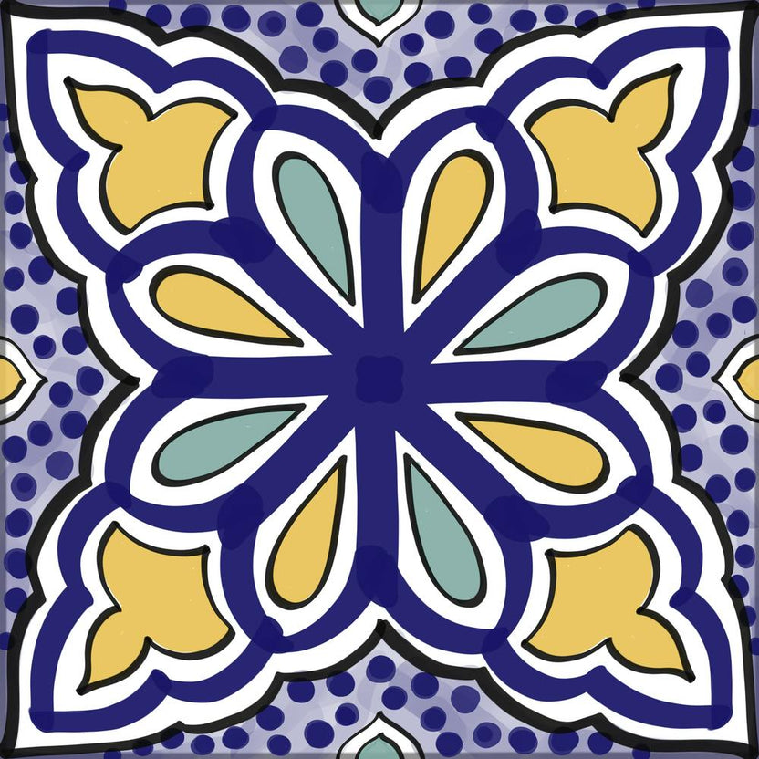 Blue and yellow portuguese tile