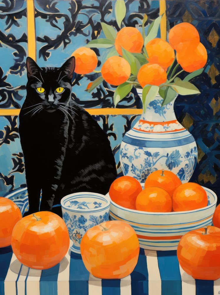 Black Cat With Oranges 1