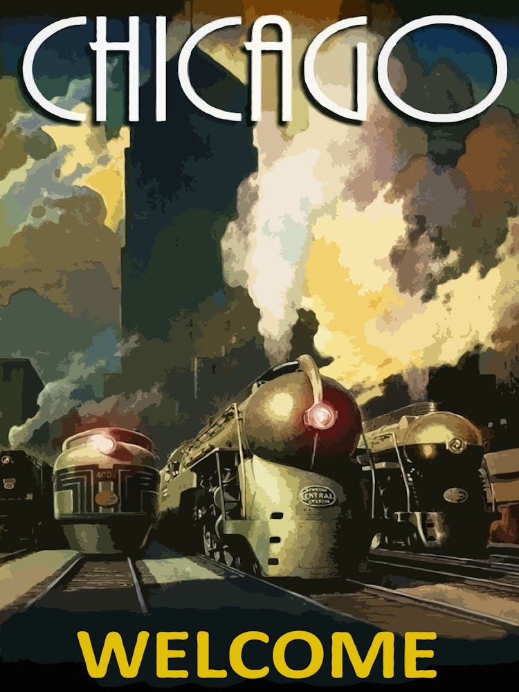 Chicago Lokomotiven, Vintage-Reiseposter