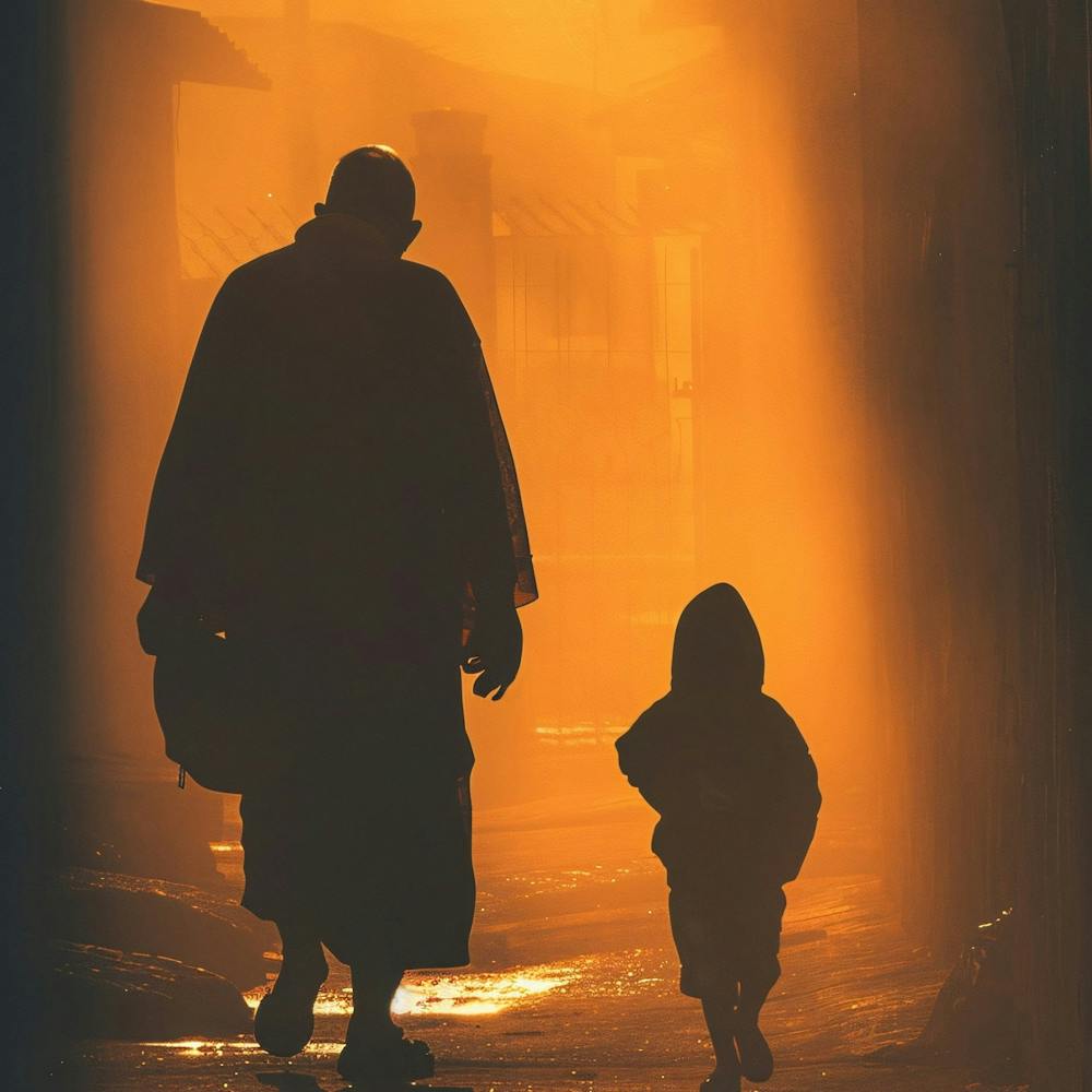 Silhouette Of A Man And Child