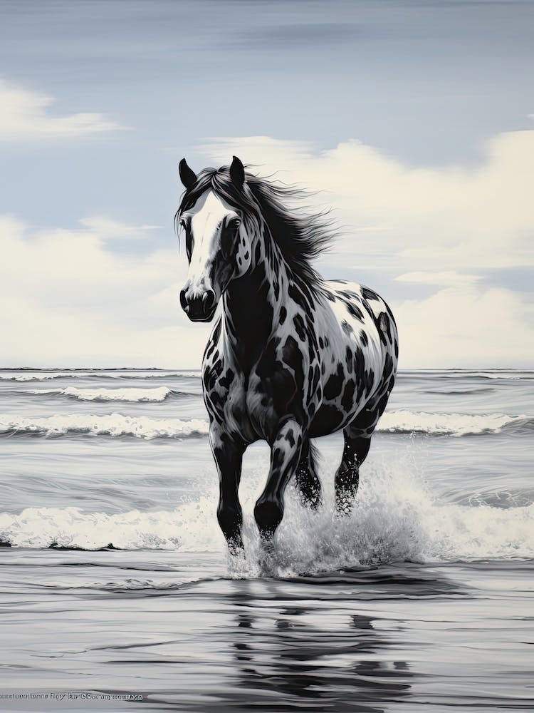 A Horse Oil Painting In  Maldives Beaches, Maldives, Portrait 3