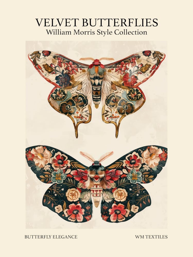 Velvet Butterflies Collection Butterfly Elegance William Morris Style 10