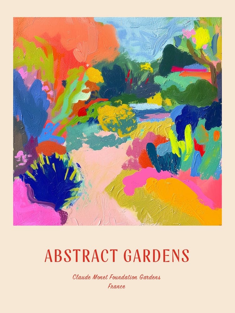 Colourful Gardens Claude Monet Foundation Gardens France 3 Red Poster