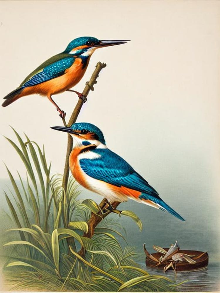 Kingfisher James Audubon Vintage Style Bird