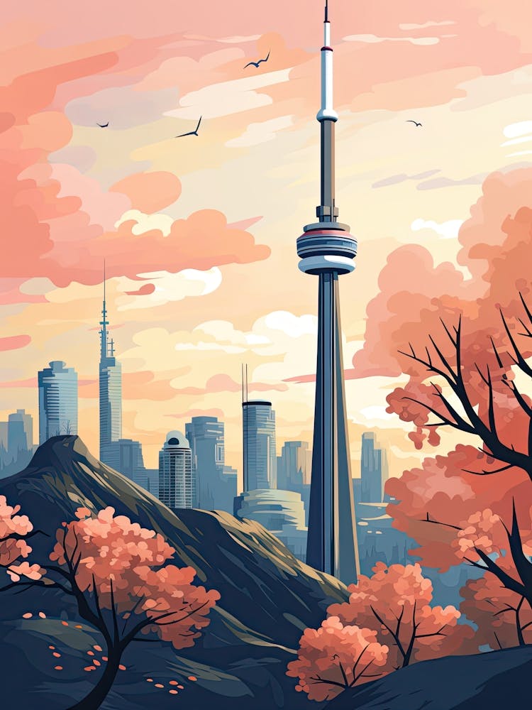 Cn Tower   Toronto, Canada   Cute Botanical Illustration Travel 0