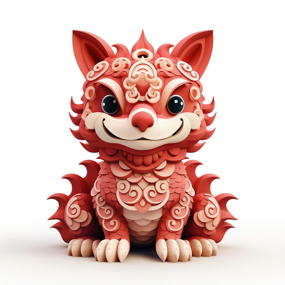 Red dragon in origami