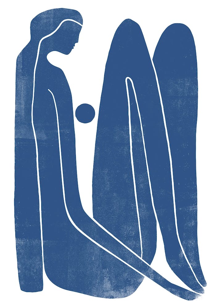 Thinking Blue Line Living Room Art print