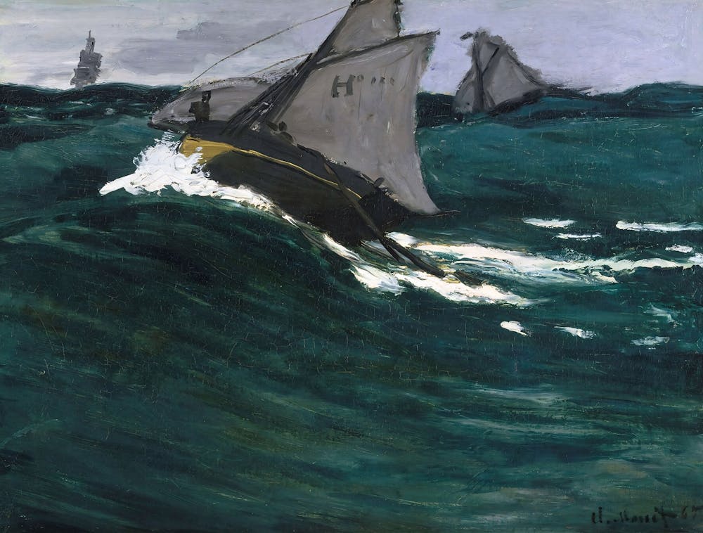 Claude Monet - Two Sailboats In Rough Seas