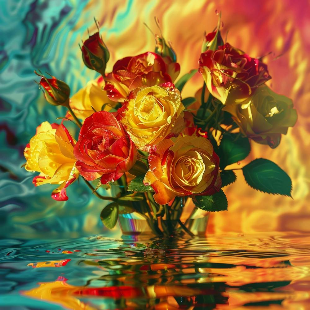 Bunte Rosen in einer Vase