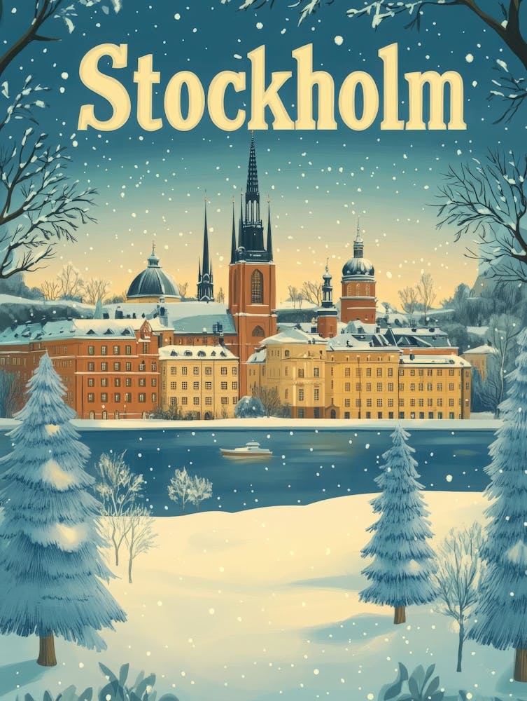 Aihrgdesign Ein Mid-Century Modern Reiseposter für Stockholm 2