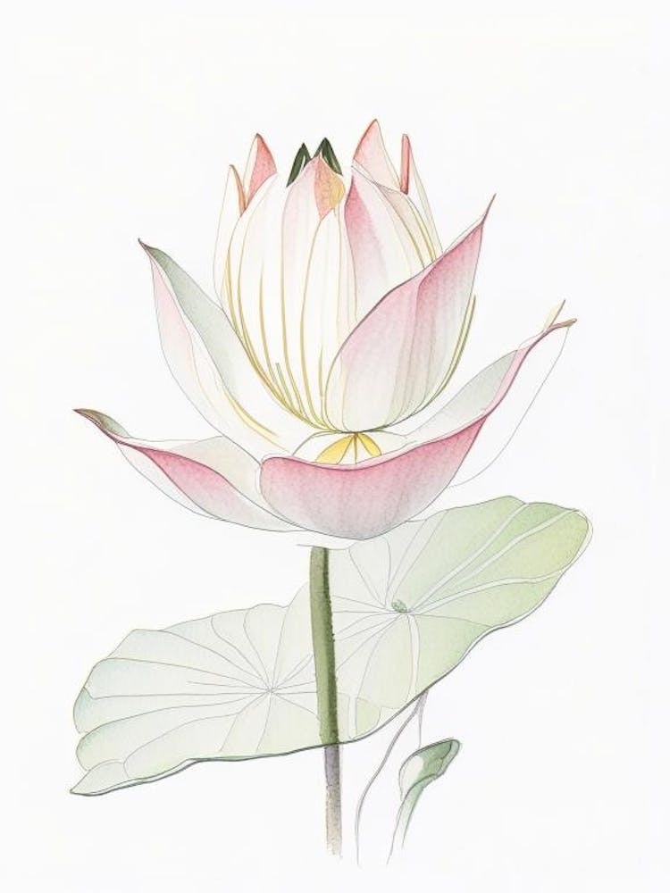 American Lotus Pencil Illustration 3