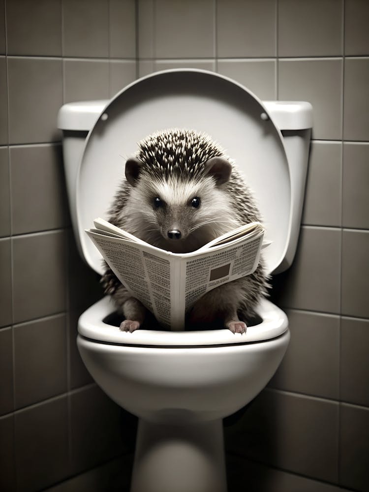 Hedgehog On The Toilet Bathroom, Hedgehog Lover Gift Funny Bathroom