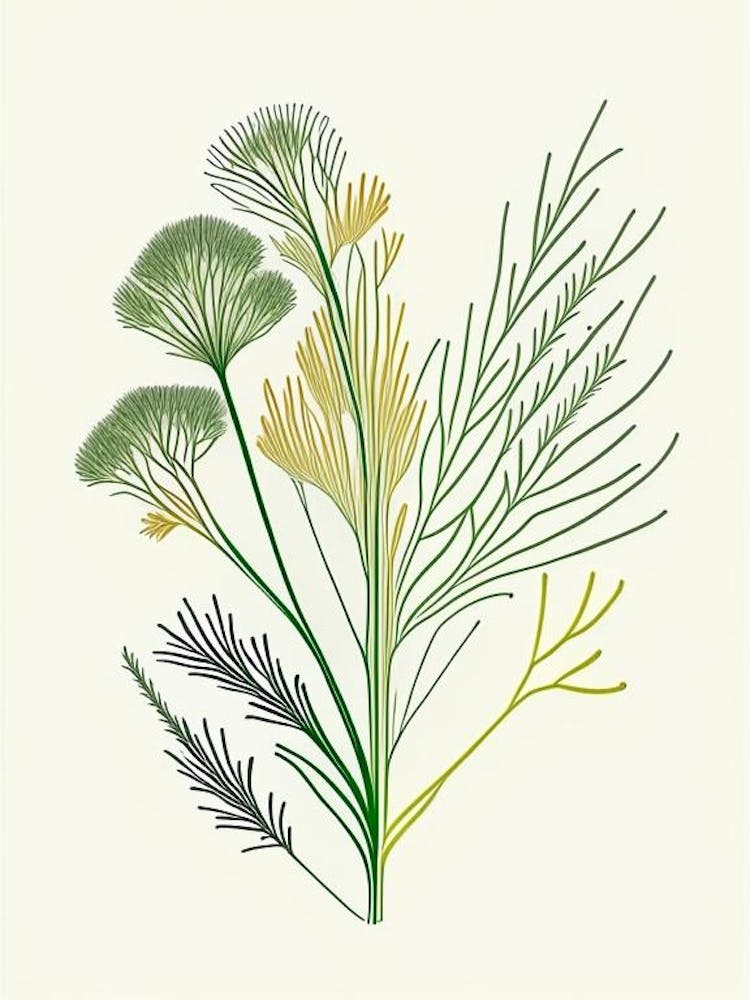 Fennel Seeds Spices And Herbs Minimal Line Drawing 8