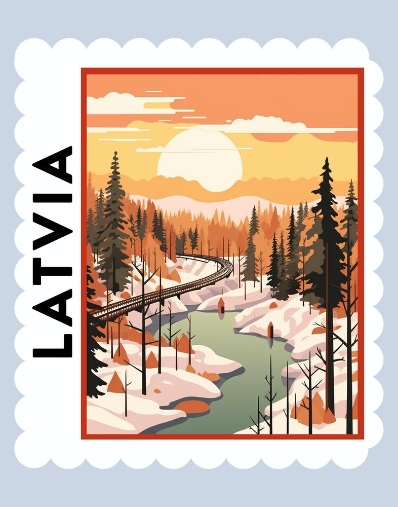 Latvia 1 Travel Stamp Poster