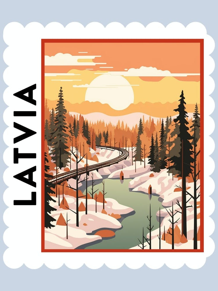 Latvia 1 Travel Stamp Poster