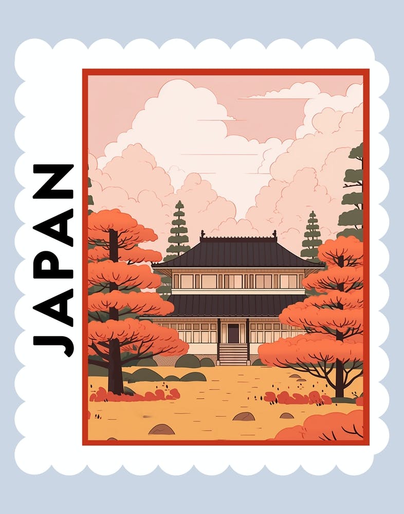 Japan 2 Travel Stamp Poster