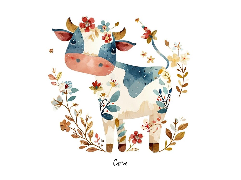 Little Floral Cow 2 Poster