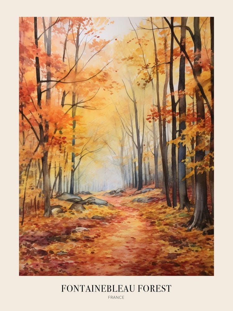 Autumn Forest Landscape Fontainebleau Forest France Poster