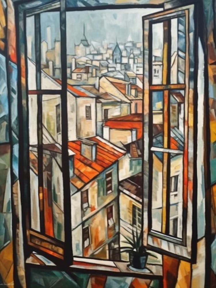 Window View Of San Francisco Of In The Style Of Cubism 2