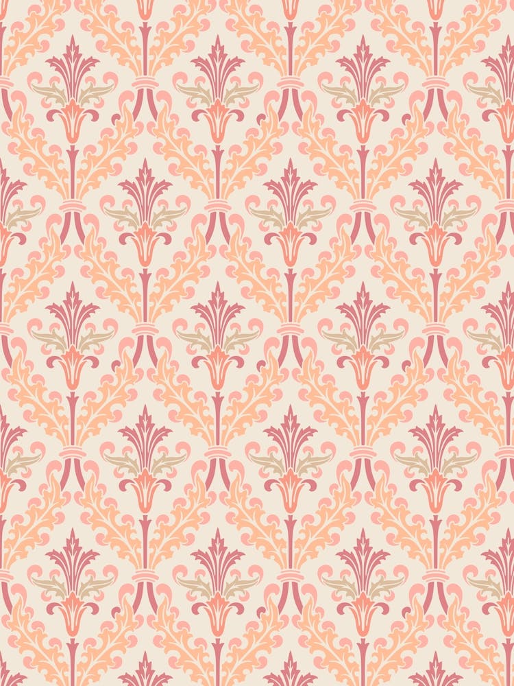 Enhanced Vintage Late Medieval Brocade Pattern Peach Fuzz