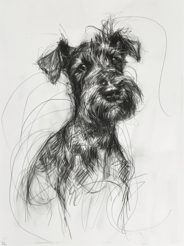  Lakeland Terrier Dog Charcoal Line 1