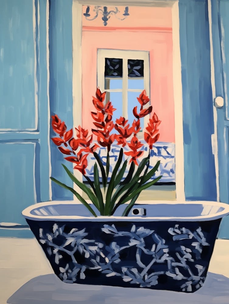 A Bathtube Full Gladiolus In A Bathroom 2