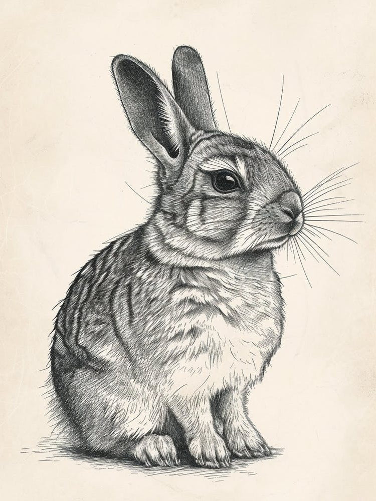 Chinchilla Blockprint Rabbit Illustration 8