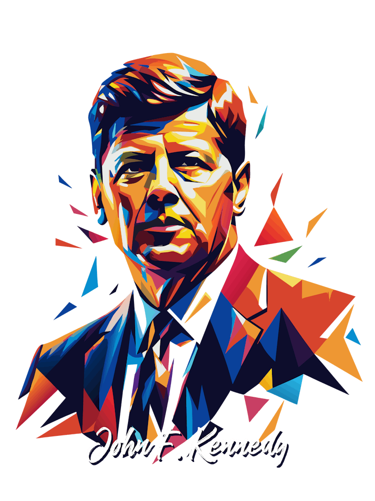 John F Kennedy 2 Portrait WPAP Pop Art