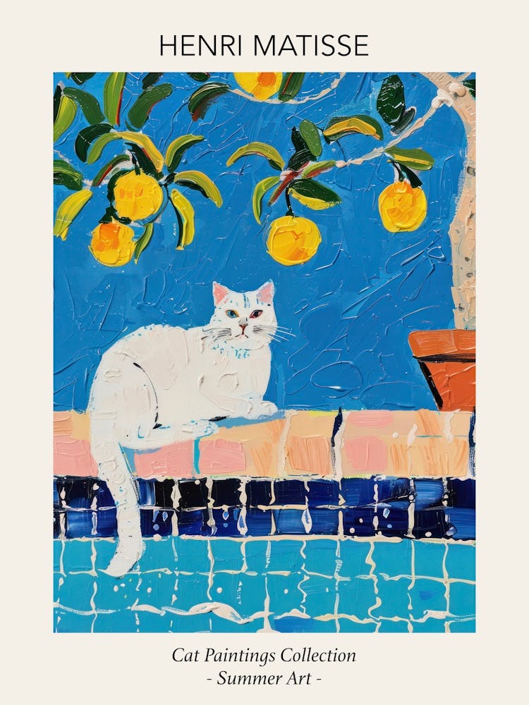 Henri Matisse White Cats Lemons Pool Summer Painting