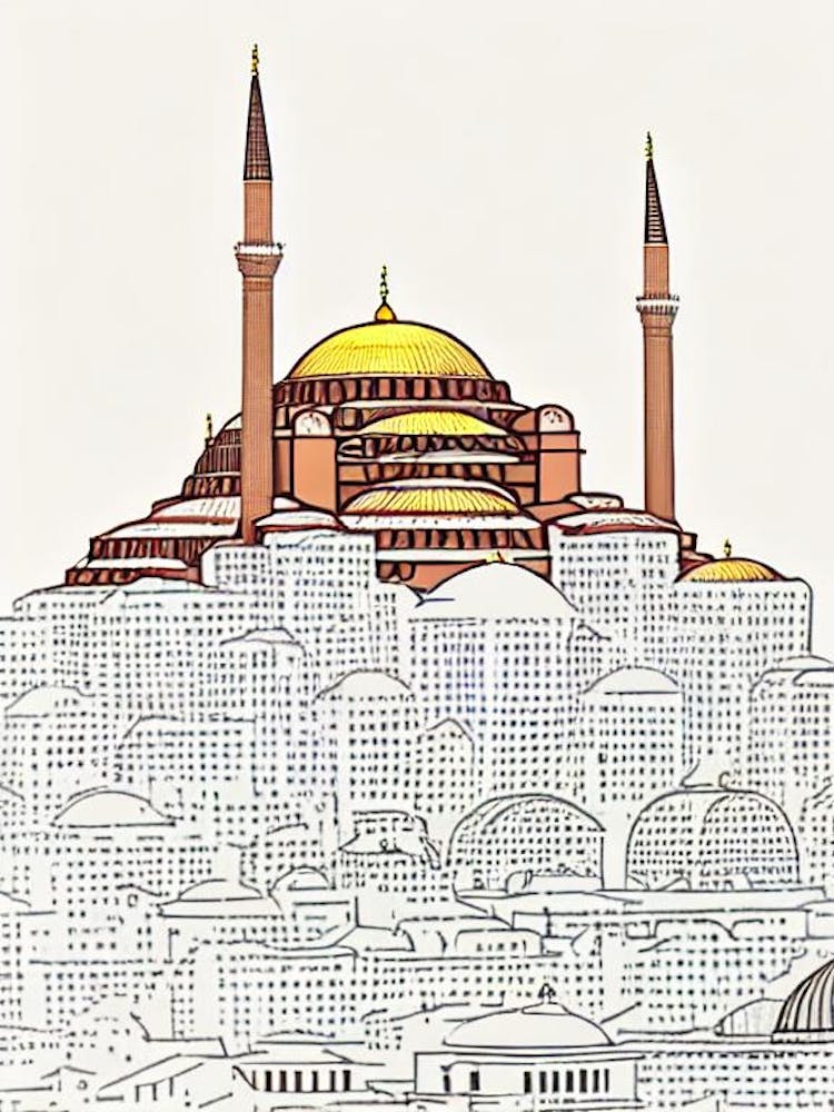 Hagia Sophia Istanbul Boho Landmark Illustration