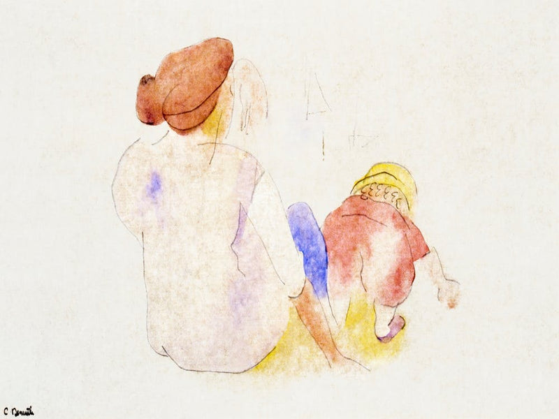 Woman with Child in Red Suit (ca.1916), Charles Demuth