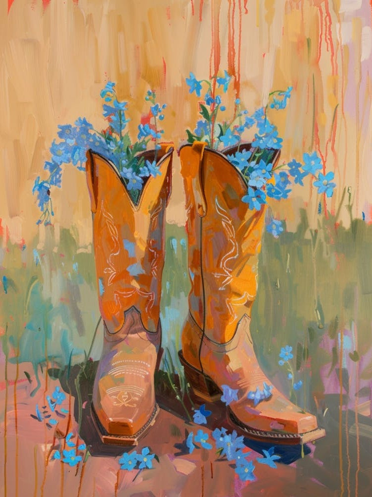 Cowboy Boots And Wildflowers Forget Me Nots