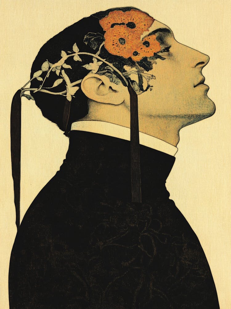 Man With Flowers In His Head