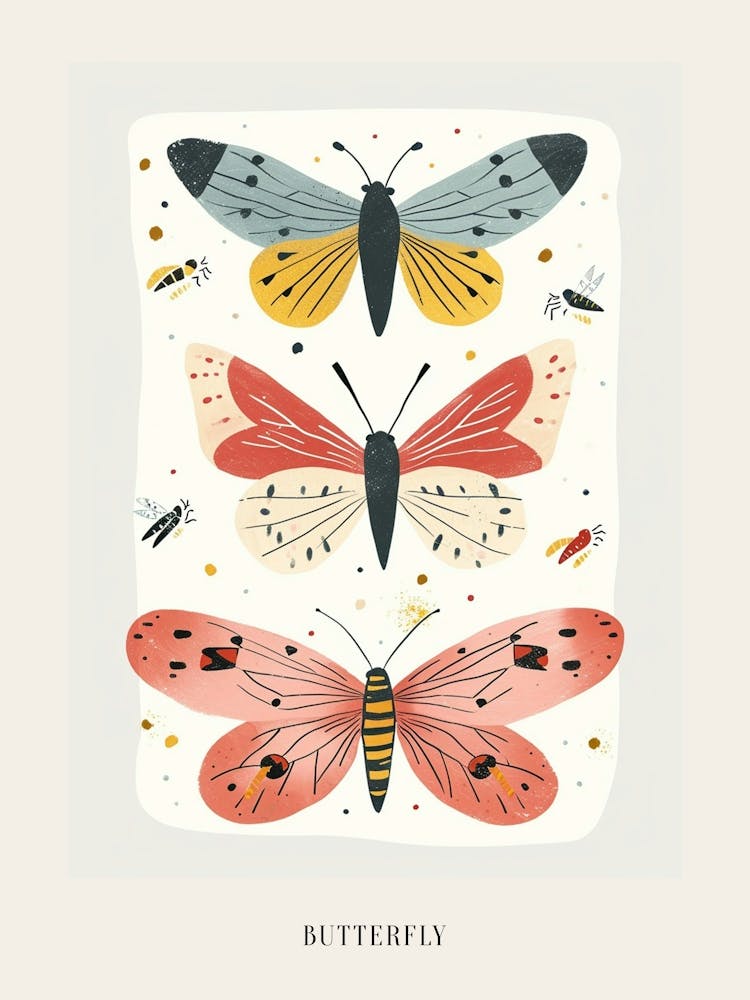 Colourful Insect Illustration Butterfly 15 Poster