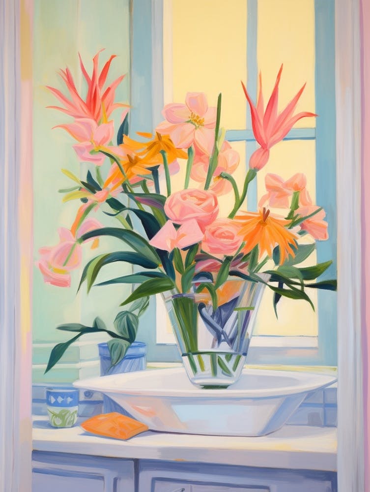 A Vase With Bird Of Paradise, Flower Bouquet 1