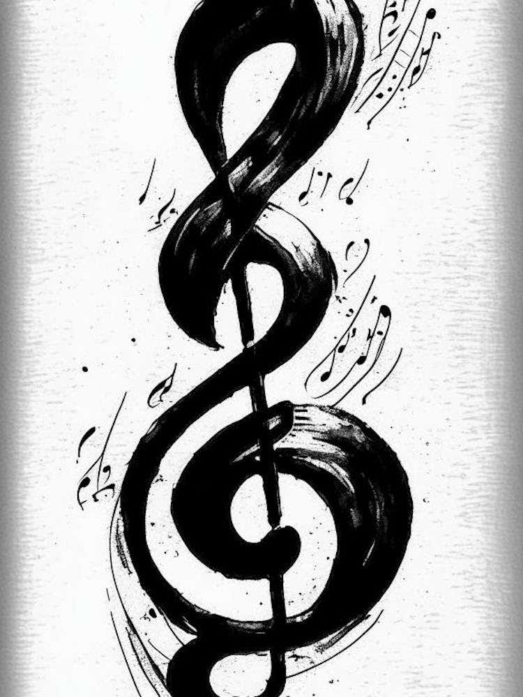 Treble Clef Symbol Black And White Painting
