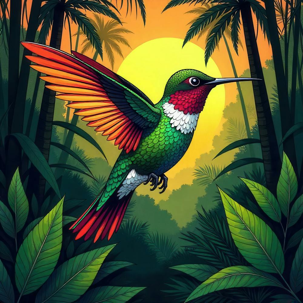 Hummingbird In The Jungle