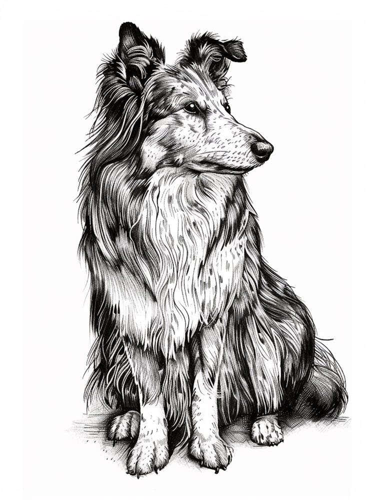 Shetland Sheepdog Dog Line Sketch 1