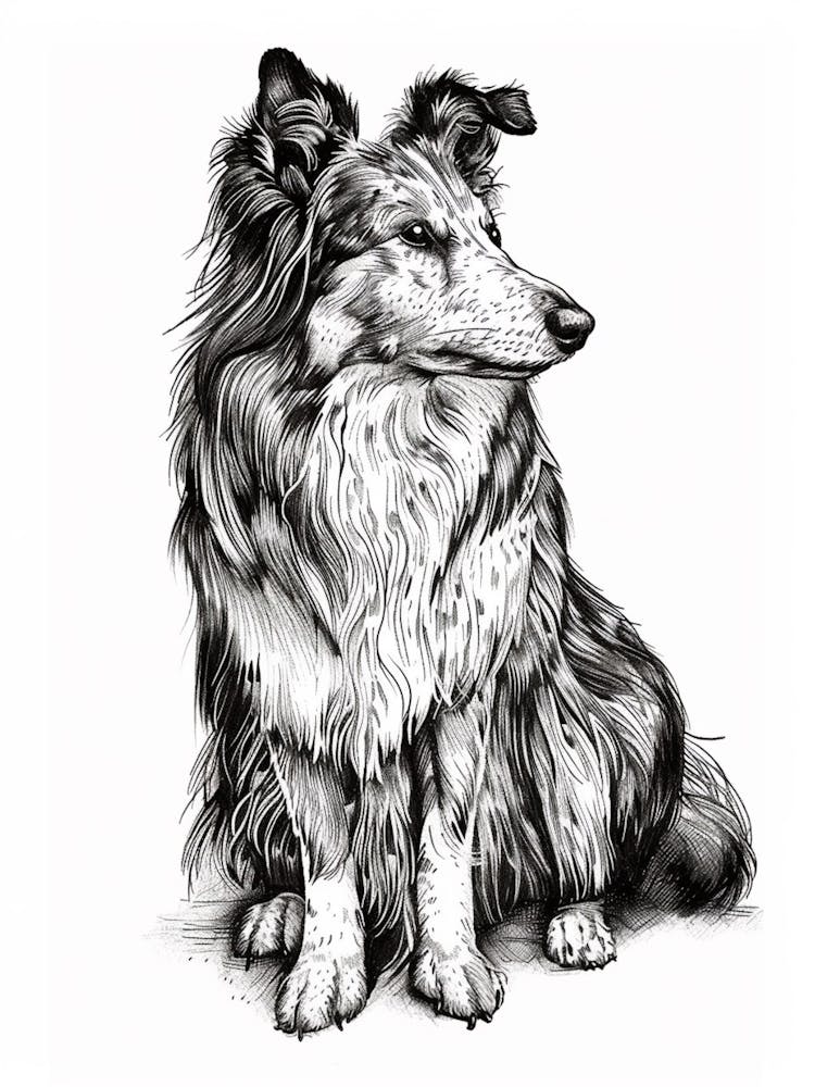 Shetland Sheepdog Dog Line Sketch 1