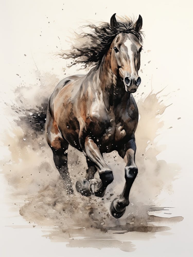 A Horse Painting In The Style Of Watercolor Painting 2