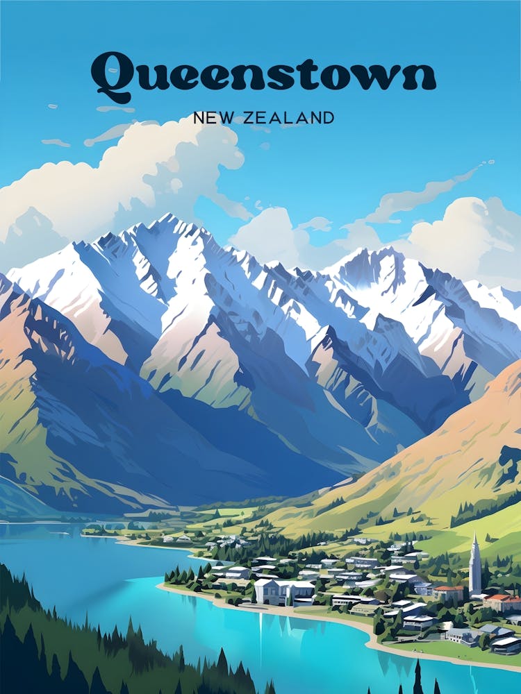Queenstown New Zealand 2 Travel Poster 3 4 Resize