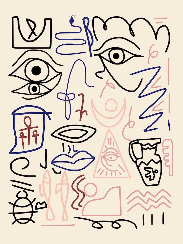 Line Art Cave Drawing