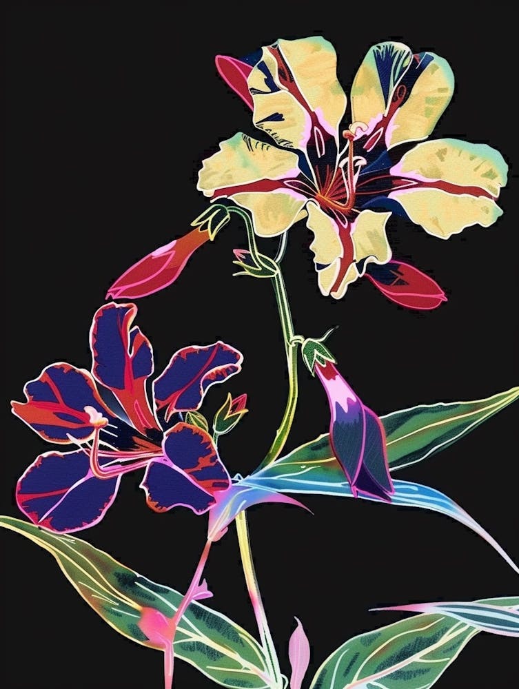 Neon Flowers On Black Phlox 3